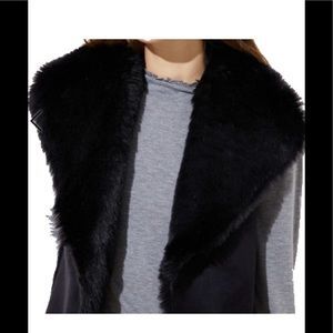Loft black faux-shearling fur vest, size L